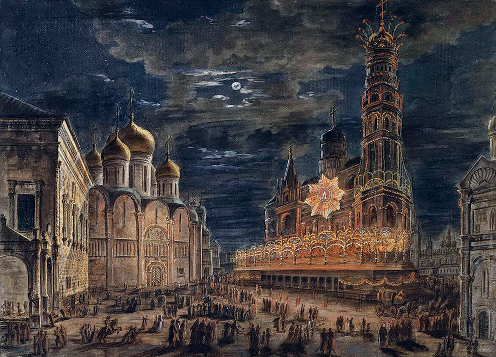 Иллюминация на Соборной площади по случаю коронациии Александра I (1802)