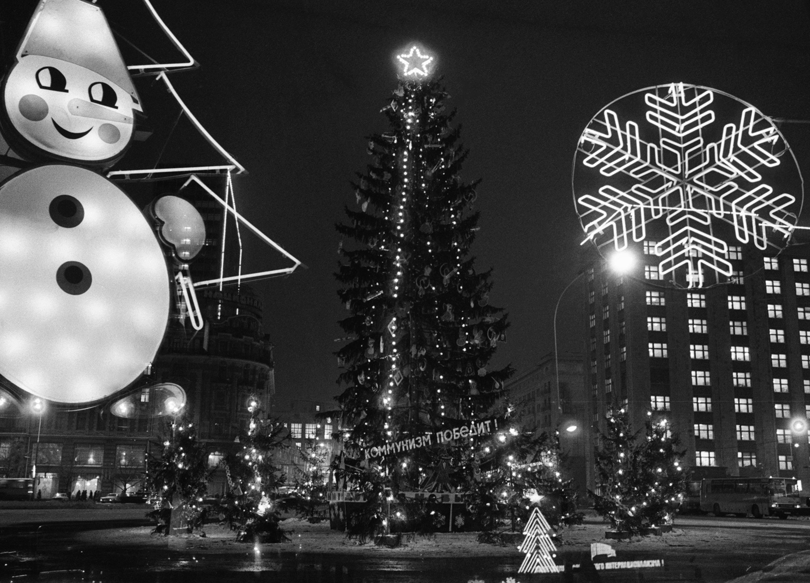 Новогодняя елка на площади 50-летия Октября. 1 декабря 1981 года