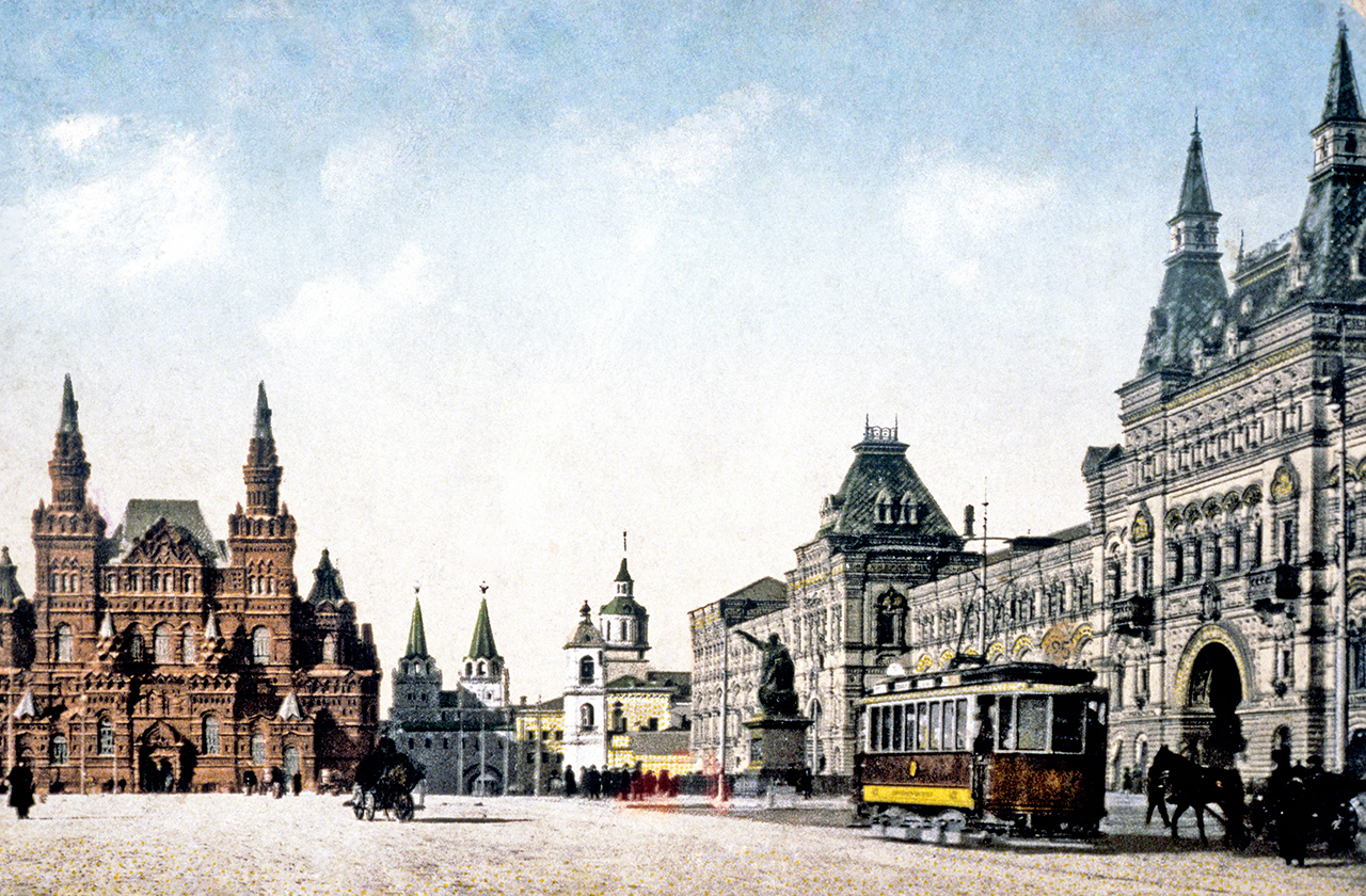 Красная площадь в Москве, почтовая открытка начала XX века