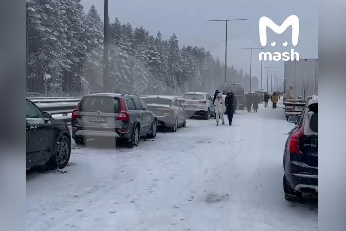 Последствия массового ДТП на трассе Санкт-Петербург — Москва попали на  видео - Мослента