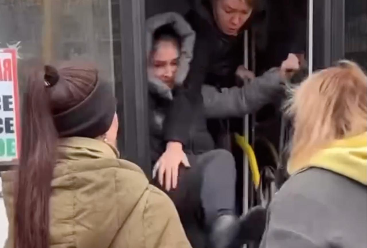 Женская драка в подмосковной маршрутке попала на видео