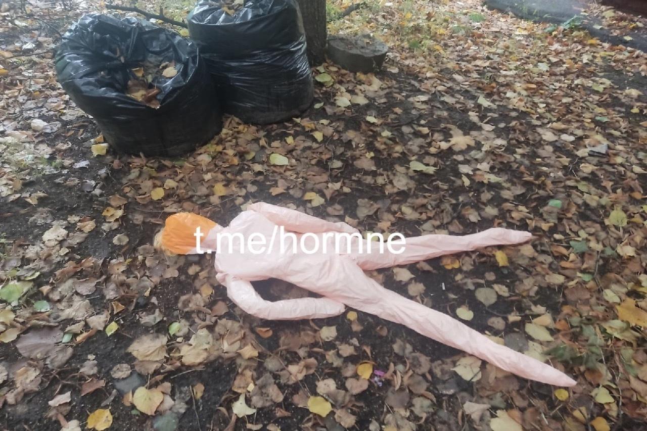 Оставленная возле мусора резиновая женщина рассмешила москвичей 