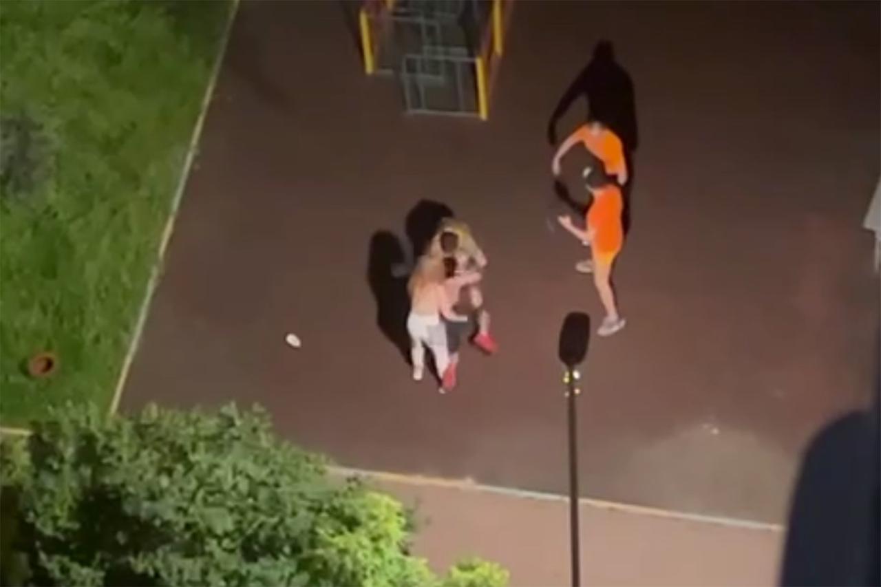 Ночная драка на спортивной площадке в Москве попала на видео