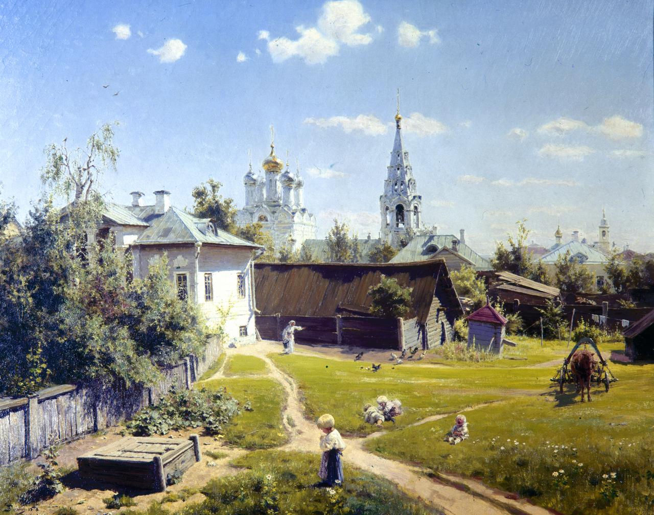 Репродукция картины "Московский дворик", 1878 год.