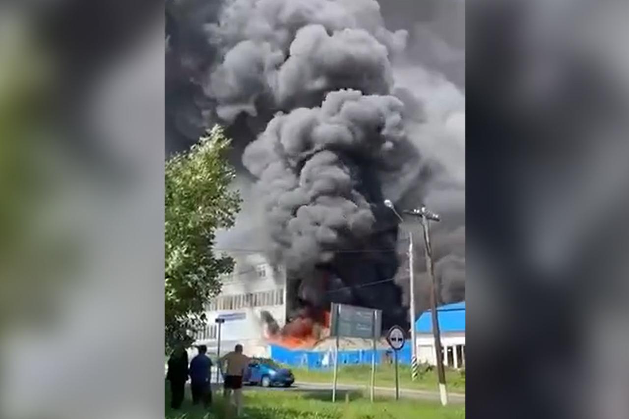 Сильный пожар в Подмосковье попал на видео