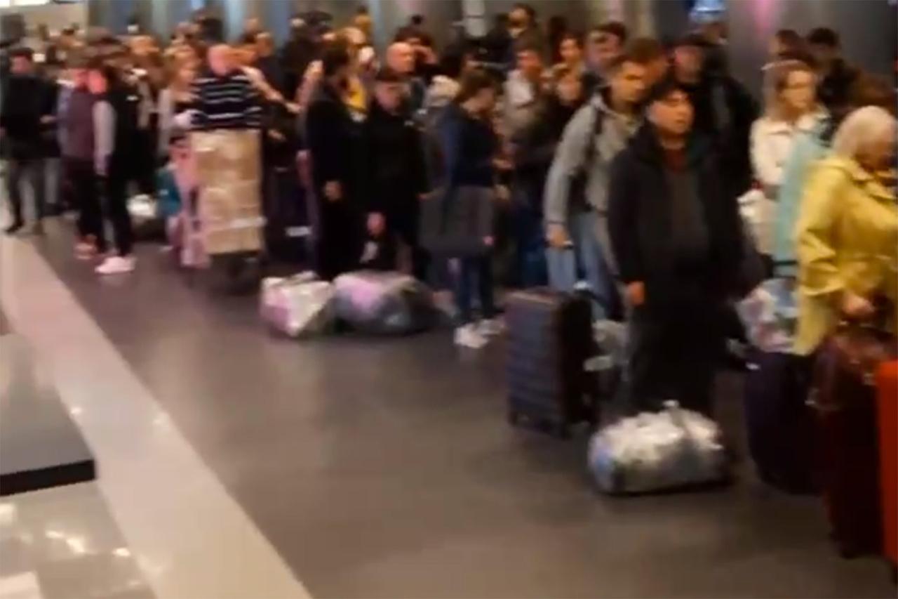 Огромные очереди в аэропорту Внуково попали на видео