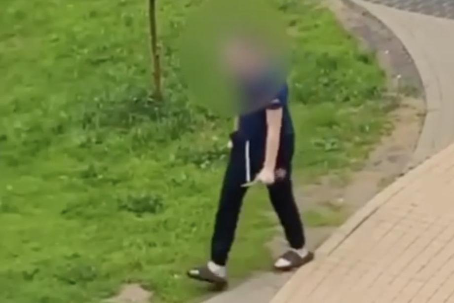 Подросток с ножом вышел на детскую площадку в Подмосковье и попал на видео
