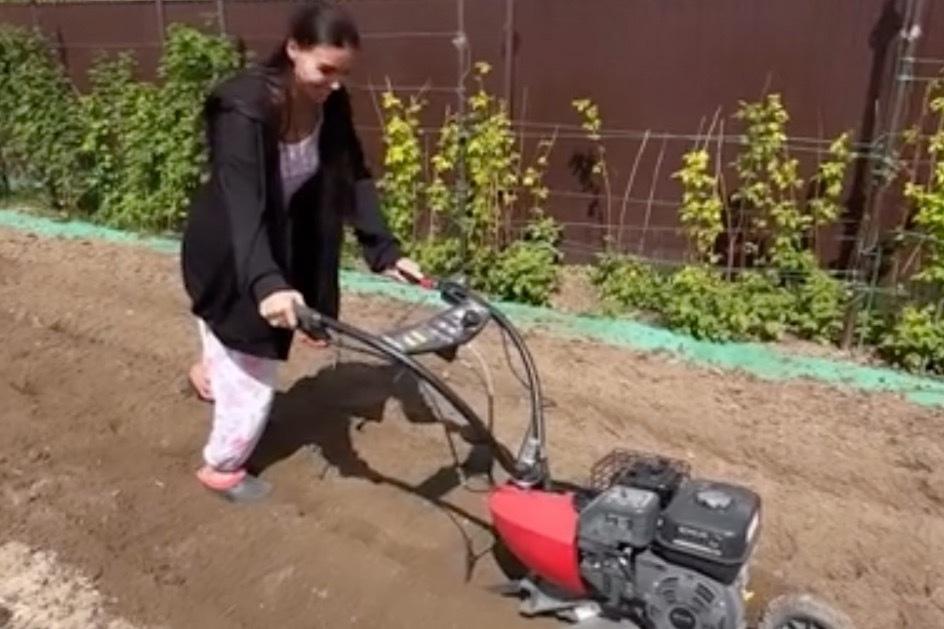 Оксана Самойлова вскопала грядки для картошки и попала на видео