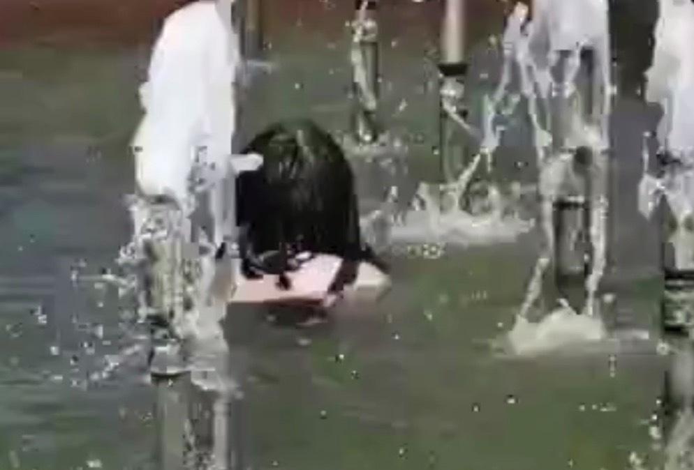 Москвичи открыли купальный сезон в столичном фонтане и попали на видео